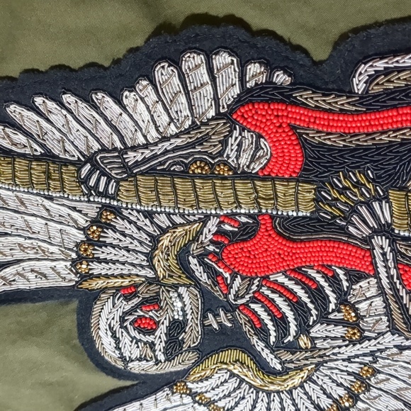 Zadig & Voltaire Kayak Bis jacket Military Green Skull Guitar Patch Women Sz M - Picture 12 of 12